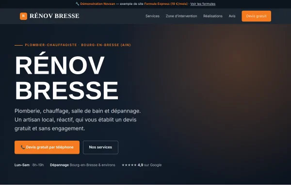 Démonstration de site Express (une page) pour un artisan du bâtiment
