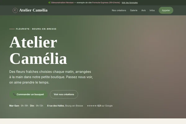 Démonstration de site Express (une page) pour un fleuriste ou commerce de proximité